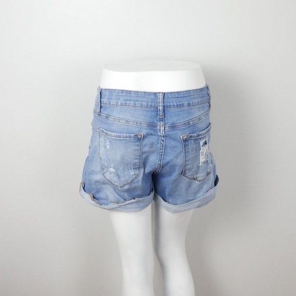 KanCan Medium Wash Distressed High Waisted Jean Shorts with Roll Up Cuff 13 30 - Picture 10 of 12